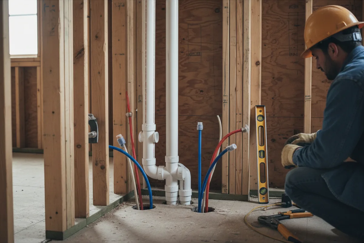 Drain and supply rough-in during Garbage Disposal Repair in Luxor